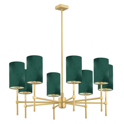 Image of Abruzzo Multi Arm Pendant Ceiling 8 Light Green, Brushed Brass