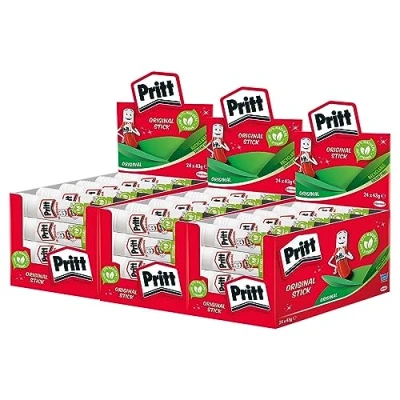 Image of Pritt Glue Stick, Safe &amp; Child Friendly Craft for Arts Crafts Activities, Strong Hold adhesive School Office Supplies, 43 g Stick Bulk Buy 72 Pack