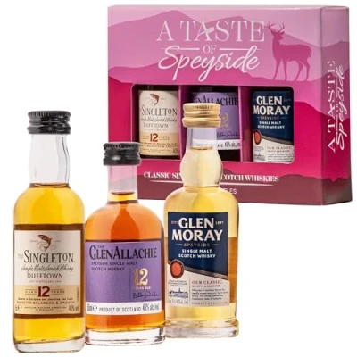 Image of Select Drams A Taste of Speyside Single Malt Whiskies Whisky Gift Set Miniatures Whiskey Sets for Men and Women 3x5cl Miniature Alcohol Bottles