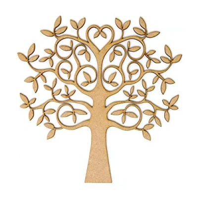 Image of MDF Tree Shape for Crafts, with Added Love Perfect Family Tree, Weddings (15cm) Includes 4 Free Hearts