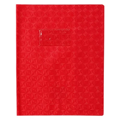 Image of Clairefontaine Ref 72013C Calligraphe PVC Exercise Book Protector Cover 170 x 220mm in Size, Label Holder for Easy Identification, Diamond Effect Red Colour