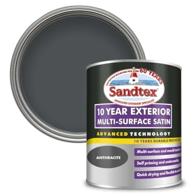 Image of Sandtex 10 Year Multi Surface Satin Paint 750ml Anthracite
