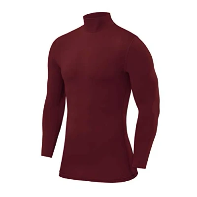 Image of PowerLayer Men&#039;s Compression Base Layer Top Long Sleeve Under Shirt Mock Neck Blueprint, L
