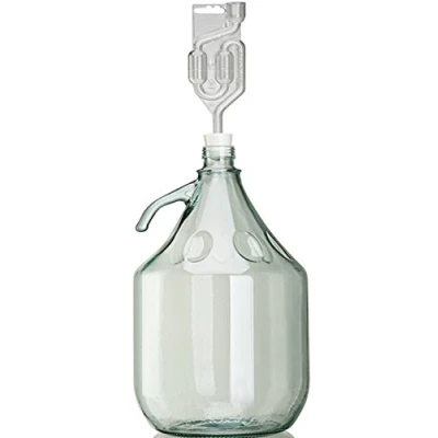 Image of Set Containing 5 Litre Bottle + Stopper Fermentation Tube, Wine Balloon, Brewing Carboy, Glass Bottle, Tank