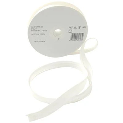 Image of Inastri 14/ 4/ 4 mm Cotton Bias Binding, White (White) 1