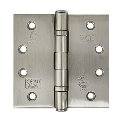 Image of Satin Stainless Steel Ball Bearing Hinge 100mm x100mm x3mm CE13 Fire Rated (1 Pair)