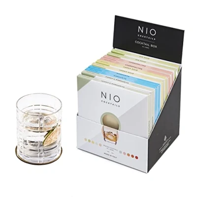 Image of NIO Cocktails Dinner and Drinks at Home Box, 10 Pre Mixed, Ready to Serve (2 Margaritas, 2 Gin Sours, Tommy&#039;s Cosmopolitans, Vodka Sours), Gift Pack, 100 cl