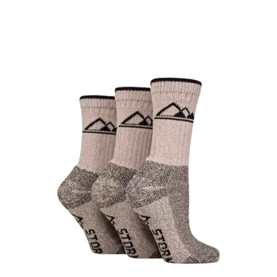 Image of Women&#039;s 3 Pair Storm Bloc Cotton Luxury Heavy Cushion Boot Socks Stone / Black 4 8
