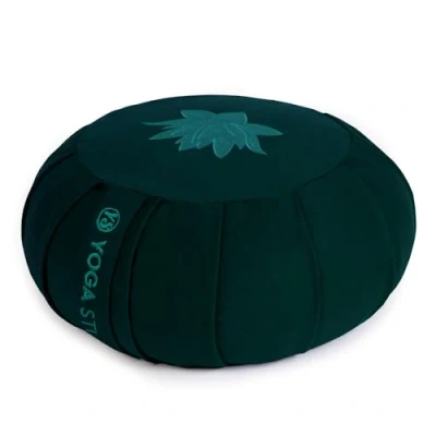 Image of Yoga Studio Pleated Round Zafu Buckwheat Meditation Cushion Lotus Leaf (Teal)