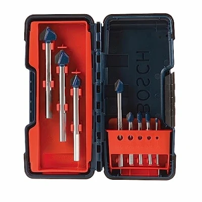 Image of BOSCH GT3000 8 Piece Glass and Tile Carbide Hammer Drill Bits Assorted Set with Included Storage Case for Fast Drilling in