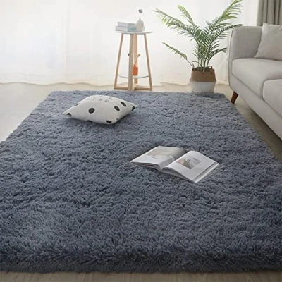Image of Jyswx Shaggy Living Room Rugs Ultra Soft Modern Area Small to Extra Large Rectangular Size Fulffy Carpets Non Shedding Washable for Bedroom Dormitory Home Decorative, Grey, 140 x 200 cm