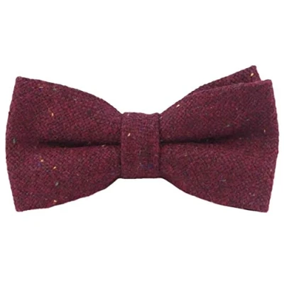 Image of Men&#039;s Luxury Wool Pre tied and Fully Adjustable Bow Tie (Burgundy) suitable for formalwear, office, weddings, parties, grooms &amp; groomsmen outfits
