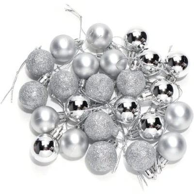 Image of Pack Of 20 60mm Silver Bubbles Christmas Tree Decoration Balls Ornaments, Hanging Props, Xmas Décor Accessories
