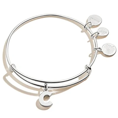 Image of Alex and Ani Initial M III Bangle Bracelet Shiny Silver One Size