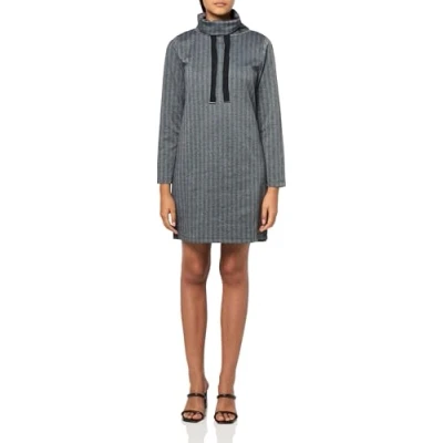 Image of Tommy Hilfiger Women&#039;s Long Sleeve Herringbone Cowl Neck Dress, Charcoal Heather, XL