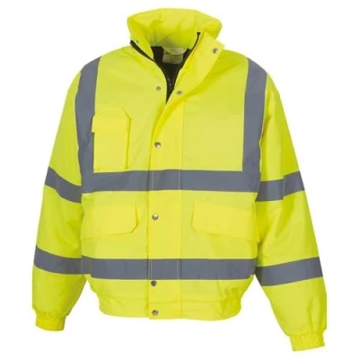 Image of Yoko Men&#039;s Yk043/Hvp211 Hi Vis Classic Bomber Jacket Yellow, 2X Large
