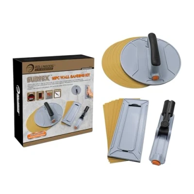 Image of ROLLINGDOG Pole Sander Set Hand Sander,Radial Sander,Rectangular Sander,with 12PCS Oxide Mesh Sandpaper(2PC Each 80,120,240 Grit) for Wood,Metal Cleaning and Polishing