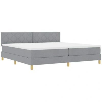 Image of Box Spring Bed with Mattress &amp; led Light Grey 200x200 cm Fabric Vidaxl