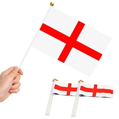 Image of 25Pcs St George Hand Flags England Waving Fabric Mini English For Rugby Cricket World Cup Royal Event Support Country