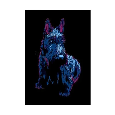 Image of Wee Blue Coo Painting Scottish Terrier Scottie Dog Cute Puppy Wall Art Print