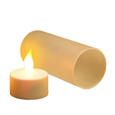 Image of ausuky Flameless LED Rechargeable Candles USB Charger Battery Operated Tea Lights Lamp (Yellow)