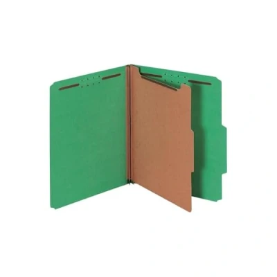 Image of Pendaflex® Classification Folders, 1 Divider, 2&quot; Fasteners, Letter, Dark Green, 10/Box (23733P)
