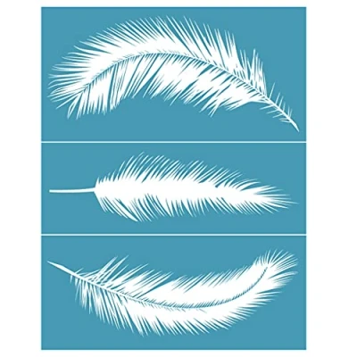Image of MULAIDI Feather Self Adhesive Silk Screen Printing Stencil Mesh Transfers DIY T Shirt Sign