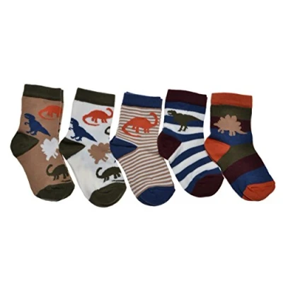 Image of 5 pairs of Dinosaur designs boys socks
