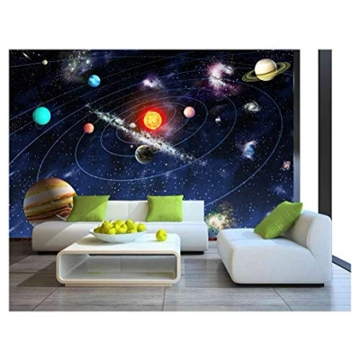 Image of Sun Space Stars Planets Solar System Wallpaper Mural Photo Children Room Poster DIY Decoration Wall Covering 390x260cm