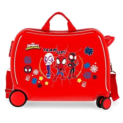 Image of Marvel Spiderman Spidey and Friends Red Children&#039;s Suitcase 50x39x20 cms Rigid ABS Side combination lock 34L 1.8 kgs 4 Wheels Hand Luggage