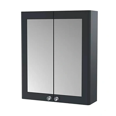 Image of Balterley Traditional Wall Hung 2 Soft Close Door Mirror Cabinet, 600mm Black