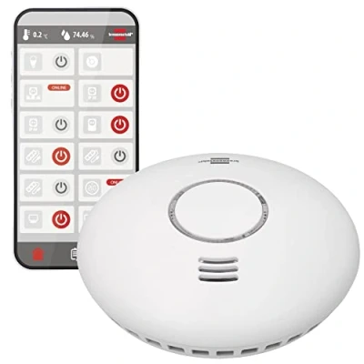 Image of Brennenstuhl Connect WiFi Smoke and Heat Detector WRHM01 with app Notification (WiFi Including 2X Batteries, Tested According to EN 14604)
