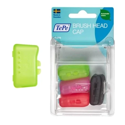 Image of TePe Brush Head Cap, 4pcs, Small Practical Travel Suitable for All toothbrushes, Quick Drying of toothbrushes