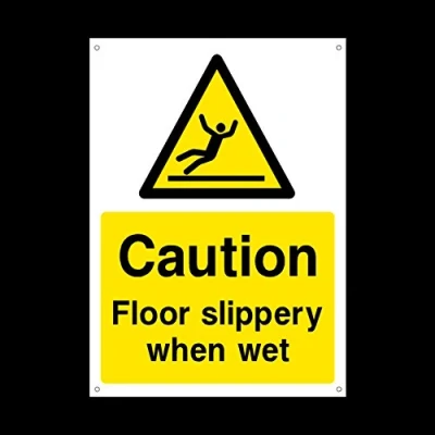 Image of Caution Floor Slippery When wet Plastic Sign with 4 Pre Drilled Holes Slippery/Warning/Hot Water/Danger/Forklifts (HS7)