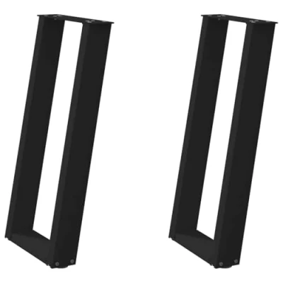 Image of vidaXL Console Table Legs Black U Shaped Metal with Adjustable Feet, 38x(72 73) cm for Living Room/Office/Bedroom