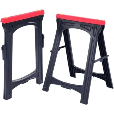 Image of EAZILIFE Folding Sawhorse Twin Pack Trestle Work Bench Set Axel Stand 300 kg Load DIY Workshop Tradesmen Station