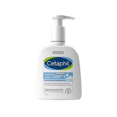 Image of Cetaphil Hydrating Foaming Cream Cleanser and Makeup Remover, 473ml, Face Wash with Niacinamide for Normal, Dry or Sensitive Skin, Vegan Friendly