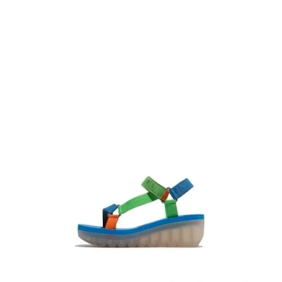 Image of Fly London Women&#039;s YEFA726FLY Sandal, Grey/Multicolor/Army Green, 6 UK
