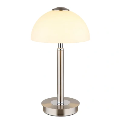 Image of Uldin Bedside Table Lamp Nickel Matt Opal Glass Shade LED 3000K