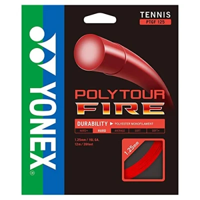 Image of Yonex Poly Tour Fire 16 130 Tennis Racquet String Red