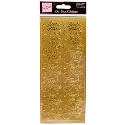 Image of Anitas Outline Stickers, Elegant Thank You, Gold, For Scrapbooking, Card Making, Kids Play, Homework, Art, Craft, Embelish, Decorative, Paper, Card, Glass, Metal, Plastic, Foam