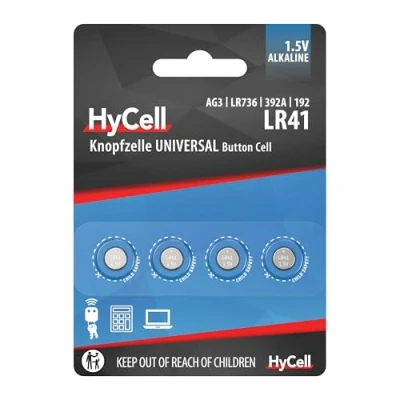 Image of HYCELL LR41 1.5 V Alkaline Battery (Pack of 4)