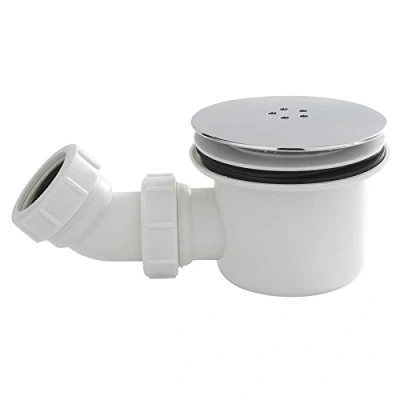 Image of 90mm Easy Shower Enclosure Tray Fast Flow Waste Trap Pack with Knuckle