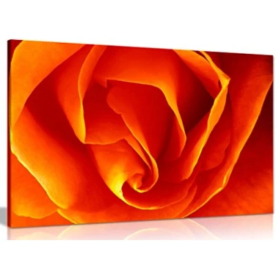 Image of Floral Orange Rose Flower Canvas Wall Art Picture Print (18x12in)