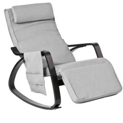 Image of Relax Rocking Chair Lounge with Adjustable Footrest and Removable Side Bag FST20 HG Sobuy