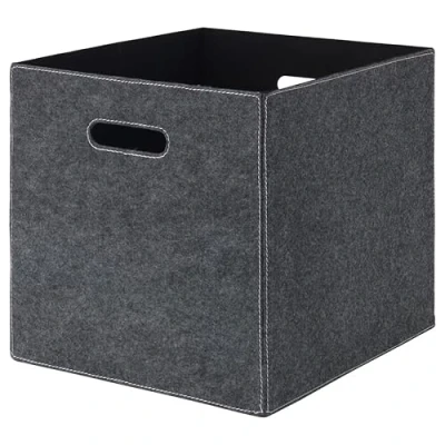 Image of BLÄDDRA Box Cube Basket Bin Storage Organizer Home Kids Toy Store Office Documents Grey 33x38x33 cm + Free TSA Shoe Bag