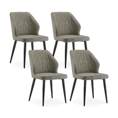 Image of CLIPOP Faux Leather Dining Chairs Set of 4 Upholstered Kitchen with Padded Back and Metal Legs, Living Room Reception for Bedroom Home Furniture
