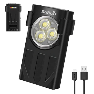 Image of BORUiT V7 Small Powerful Torch LED Super Bright 1100 Lumens Mini Keyring with Red UV Light, USB C Rechargeable Pocket Magnetic Flashlight Clip,10 Modes, IPX5 Waterproof (Camo)