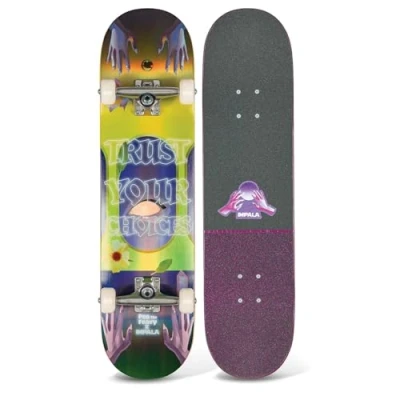 Image of GEEZY Impala Kids Skateboard Adult For Beginners Suitable Streets &amp; Skatepark Medium Concave, ABEC 7, Canadian Maple Wood, Complete Standard Skate Board 8 x 31.6 Inches (Mystic 8&quot;)