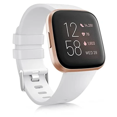 Image of Zoye Silicone Straps Compatible with Fitbit Versa 2 Strap/ Strap/Versa Lite SE Strap, Classic Soft Replacement Sport Wristbands Accessories for Women Men (Z White, L 7.1 8.7 inch)